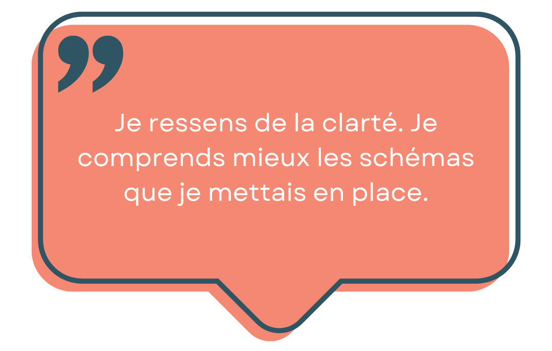 je ressens de la clarté je comprends mieux les schémas que je mettais en place